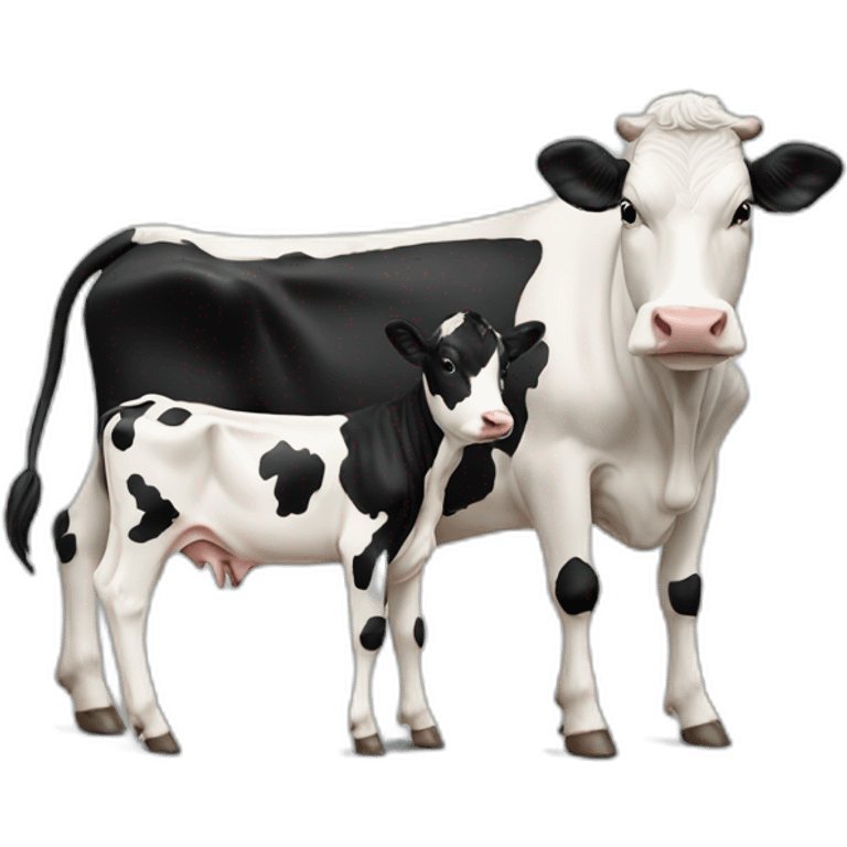 Black and white cow with calf emoji