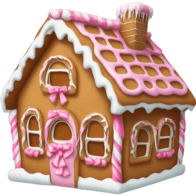 Gingerbread house with a pink bow  emoji