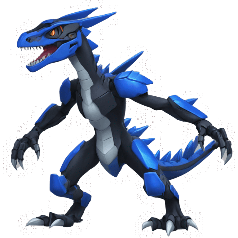  Cool Edgy Black Blue Digimon-Fakemon-Guilmon-Velociraptor-Dragon-Mecha full body emoji