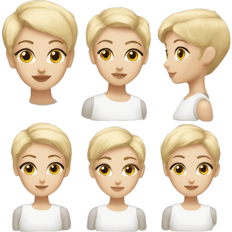 brown eyes white girl with a blonde pixie cut  emoji