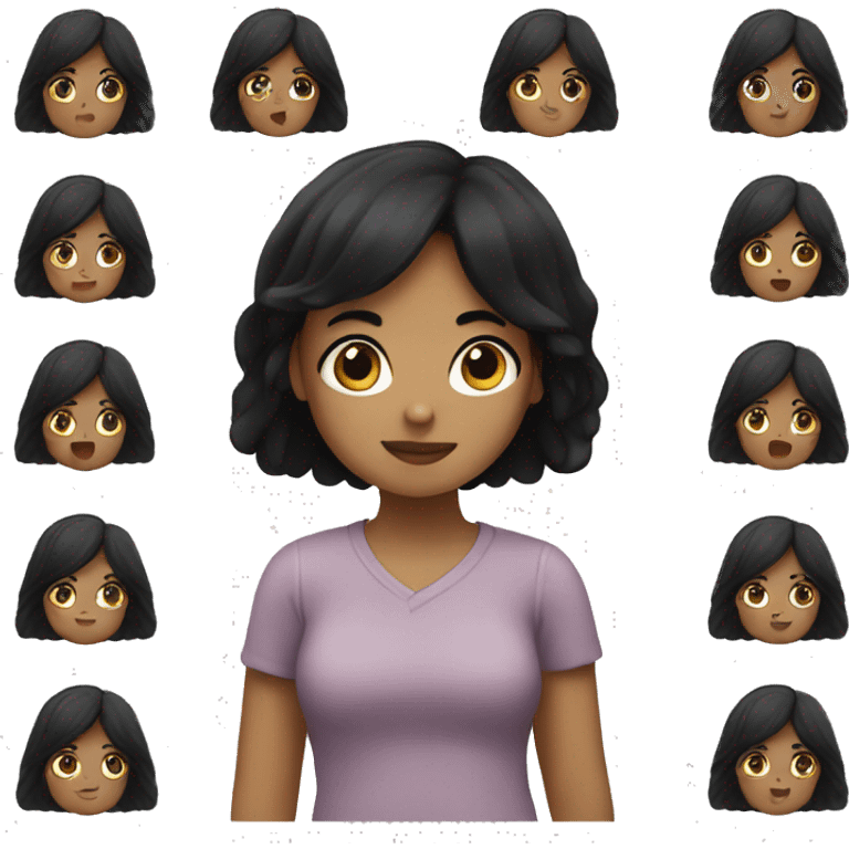 Girl with black hair with finger emoji