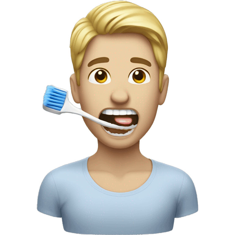 person brushing upper palate of mouth emoji