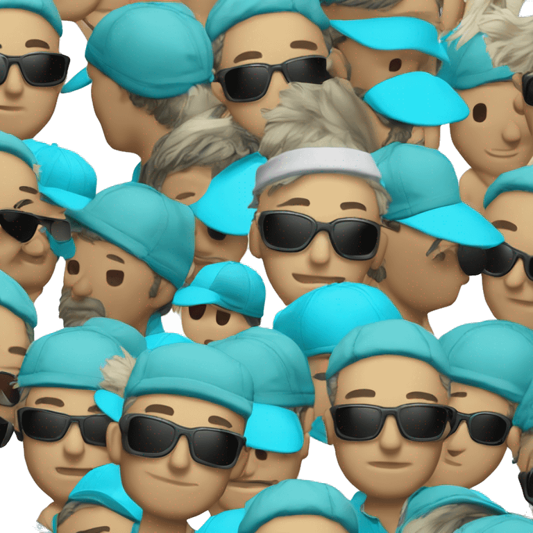 A Guy with sunlasses and a whith a cyan cap emoji