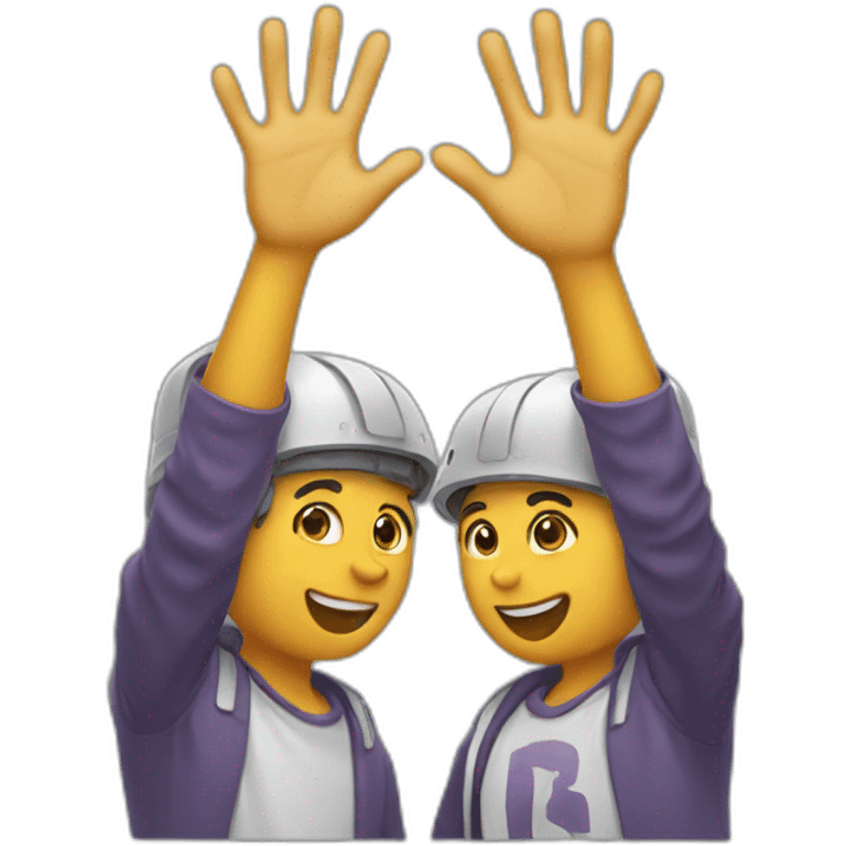 two friends waving hands emoji