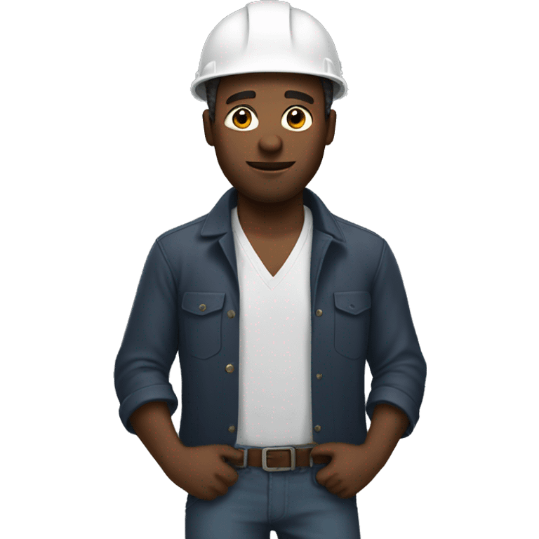 Black man with locks and a hard hat  emoji