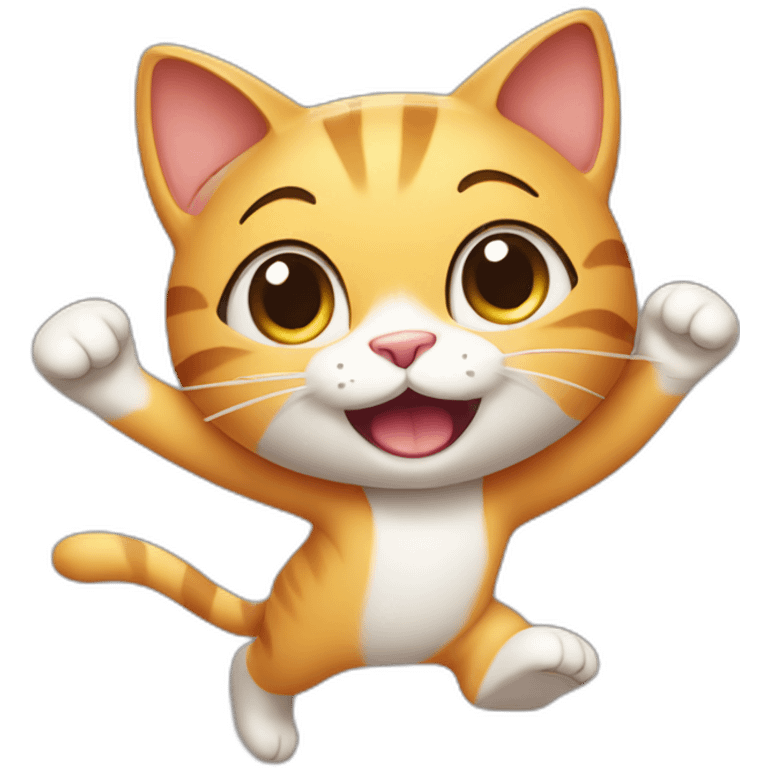 Cute happy cat dancing emoji