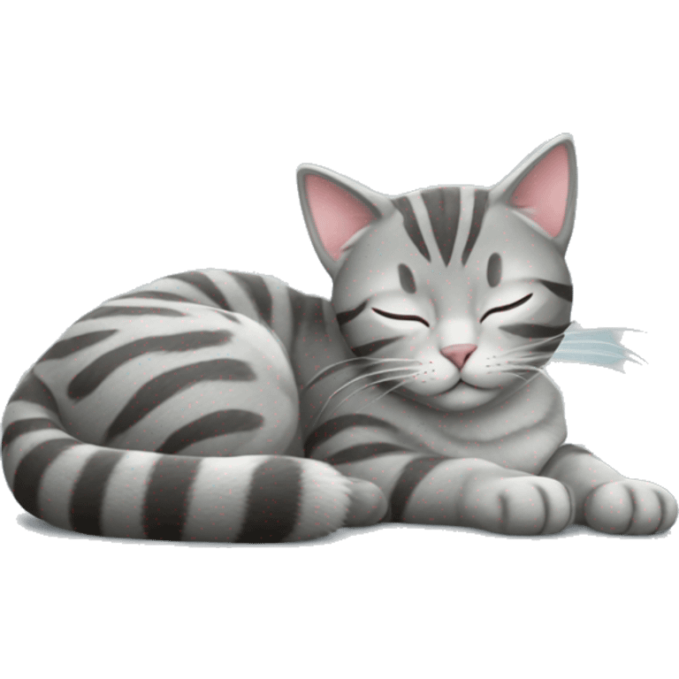 Silver tabby cat sleeping emoji