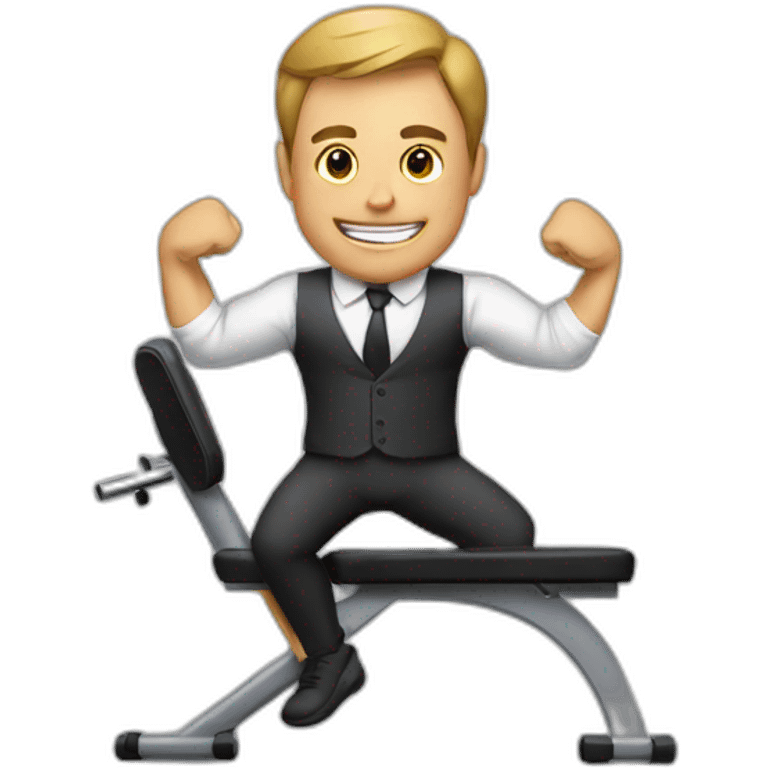 man in suit working out in gym emoji