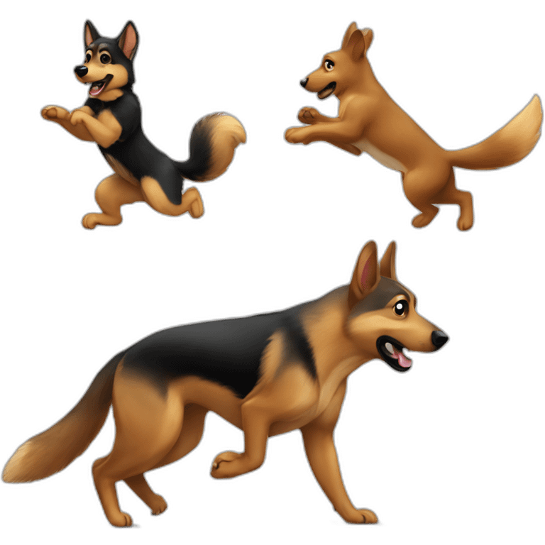 Squirrel chasing German shepherd emoji