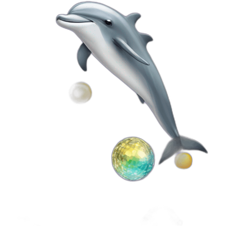 Dolphin doing tricks with a disco ball emoji