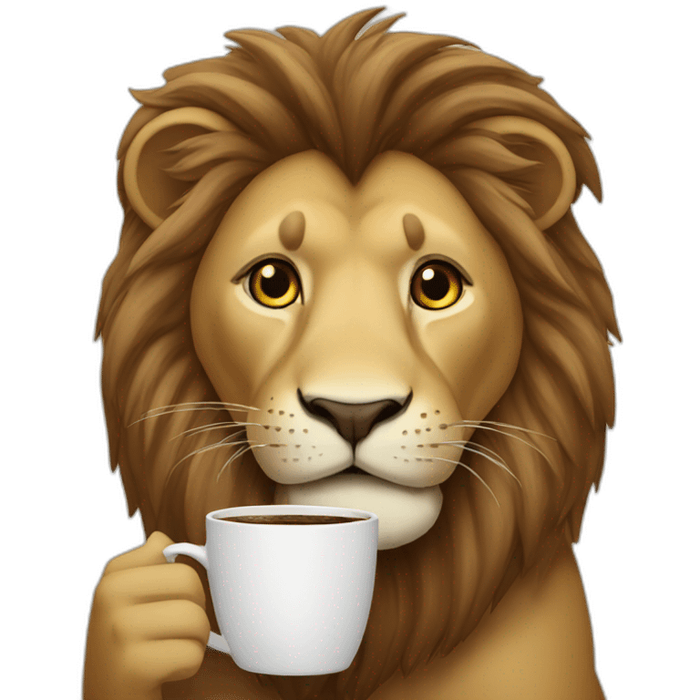 Lion drinking coffee emoji