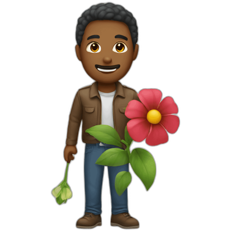 A man with a flower emoji