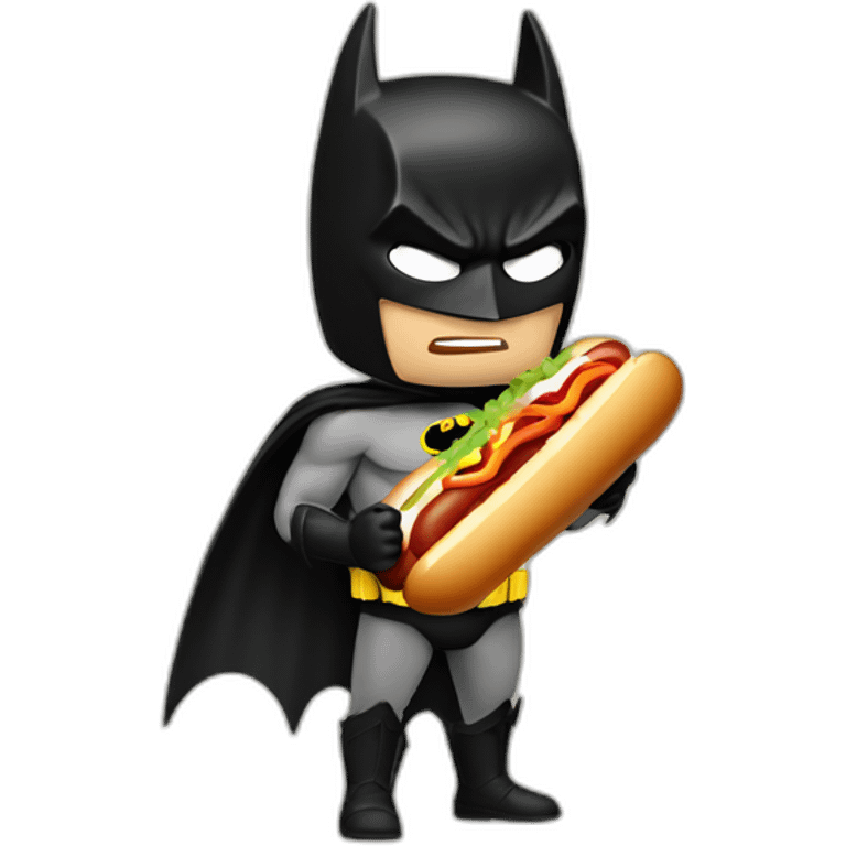 Batman eating an hot dog emoji