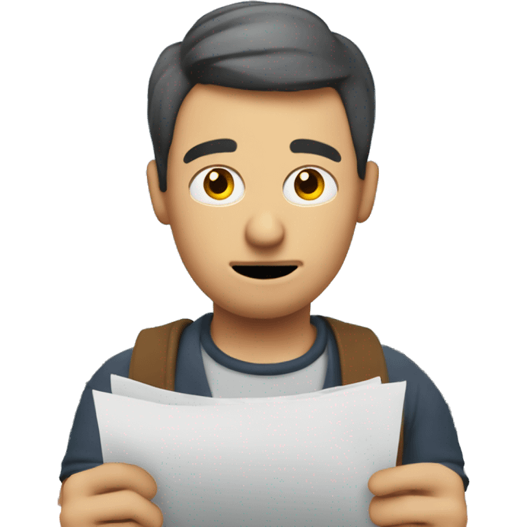 guy with a worry face writing a to do list in paris emoji