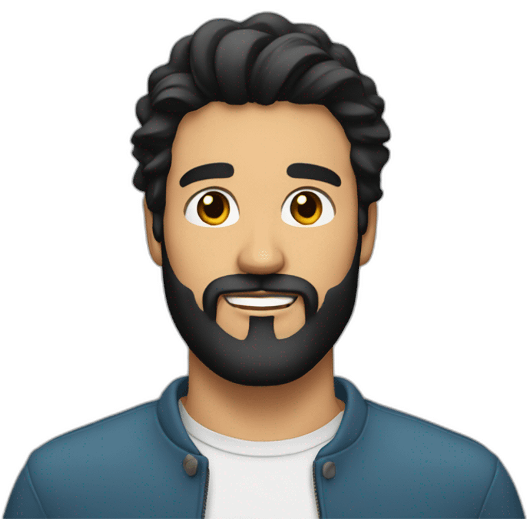 Handsome man with black hair and beard emoji