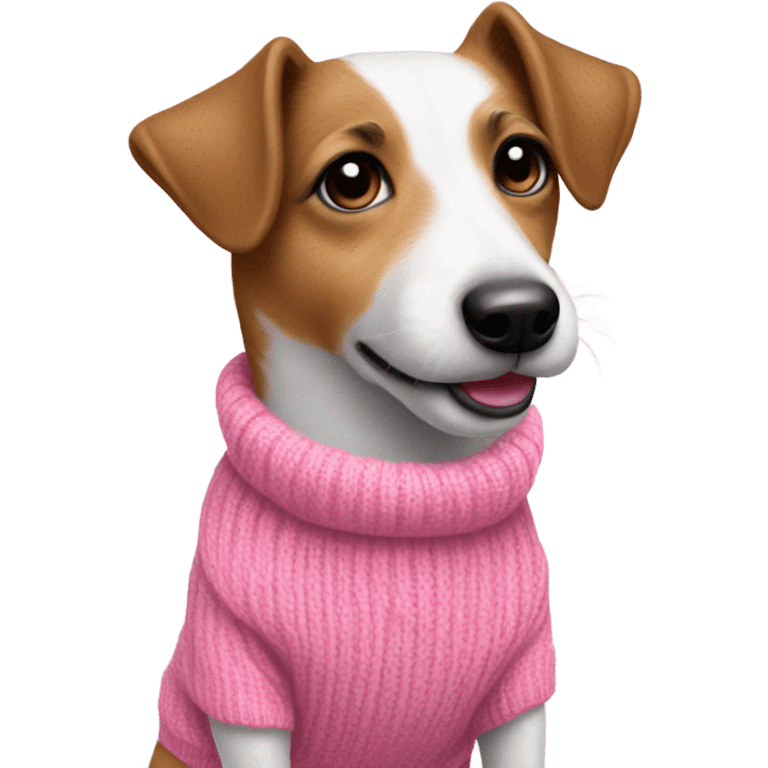 Cute long haired jack russel wearing pink sweater  emoji