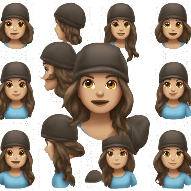 Brunette girl in beanie hat emoji