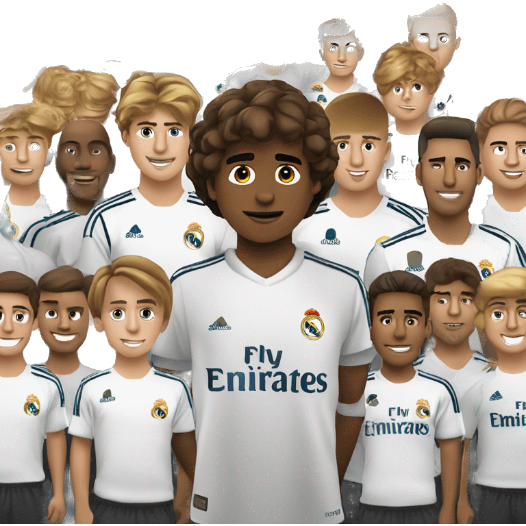 niño Del Real Madrid con 5 años pelo lacio cabello castaño rubio obscuro con pelota emoji