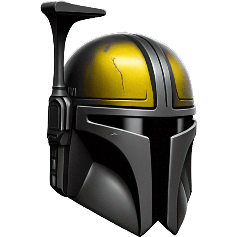 Mandalorian helmet black and yellow with antenna emoji