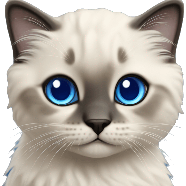 Seal colorpoint ragdoll kitten with royal blue eyes emoji