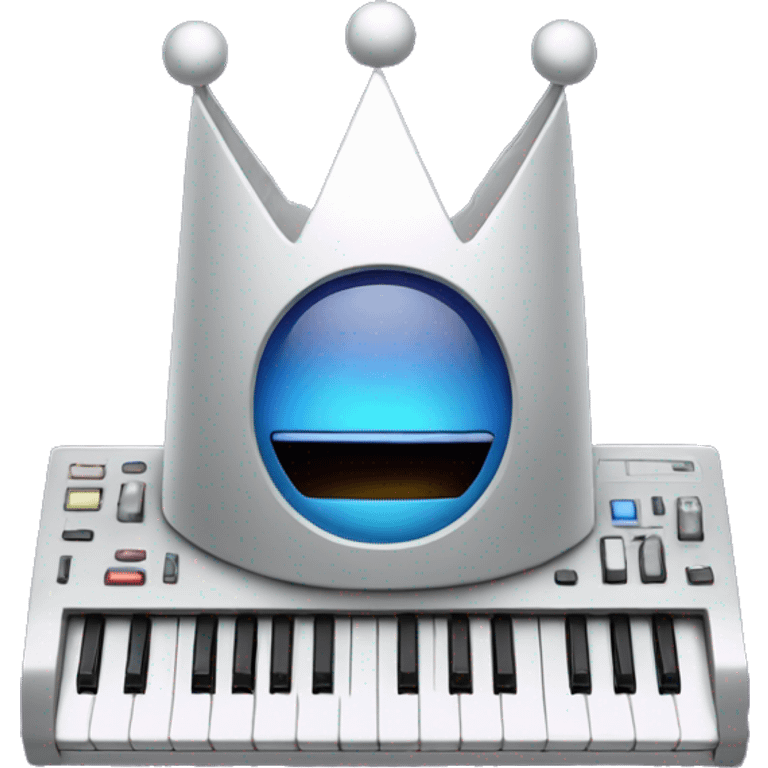 a synth with a crown on the corner emoji