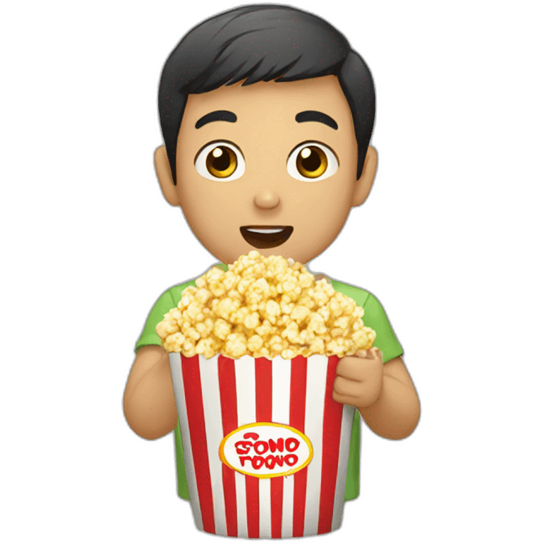 asian boy eating popcorn emoji