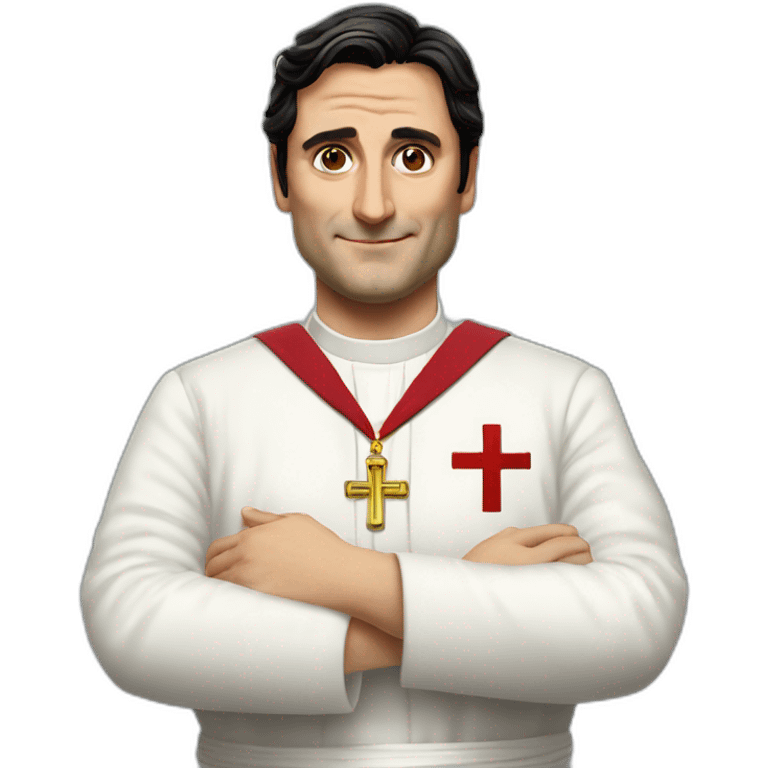 Andrea Montella seriously blessing like the pope with the arm with doctor dress emoji