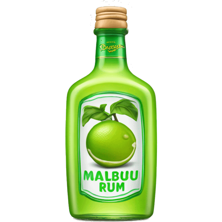 Realistic lime green Malibu rum bottle isolated. emoji