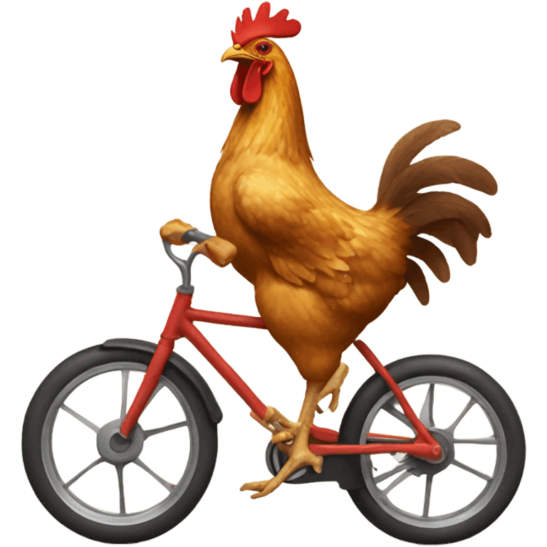 A chicken riding a bike emoji