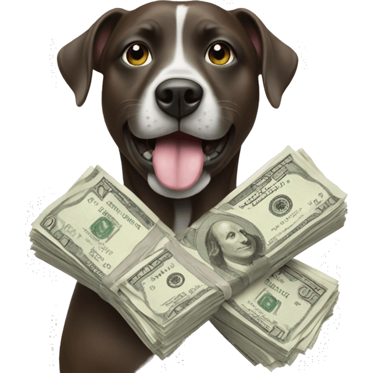 Dog holding money in his mouth emoji