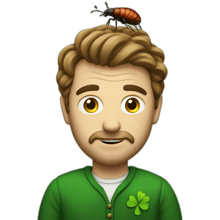 an irishman with a bedbug for a head emoji