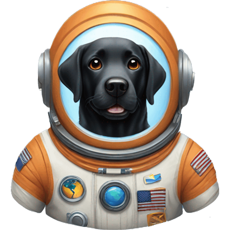 happy black labrador in Mars spacesuit emoji