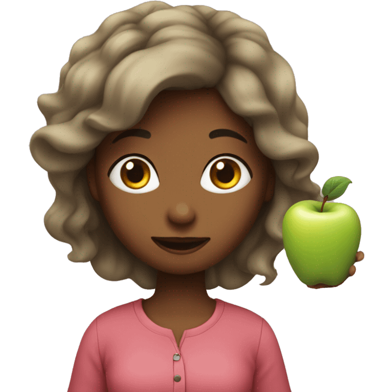 a girl with a aple emoji