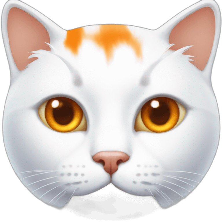 white cat with big orange stains in his head emoji