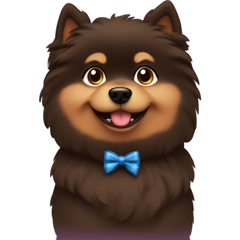 a little dark brown spitz with a New Year's bow around his neck. emoji