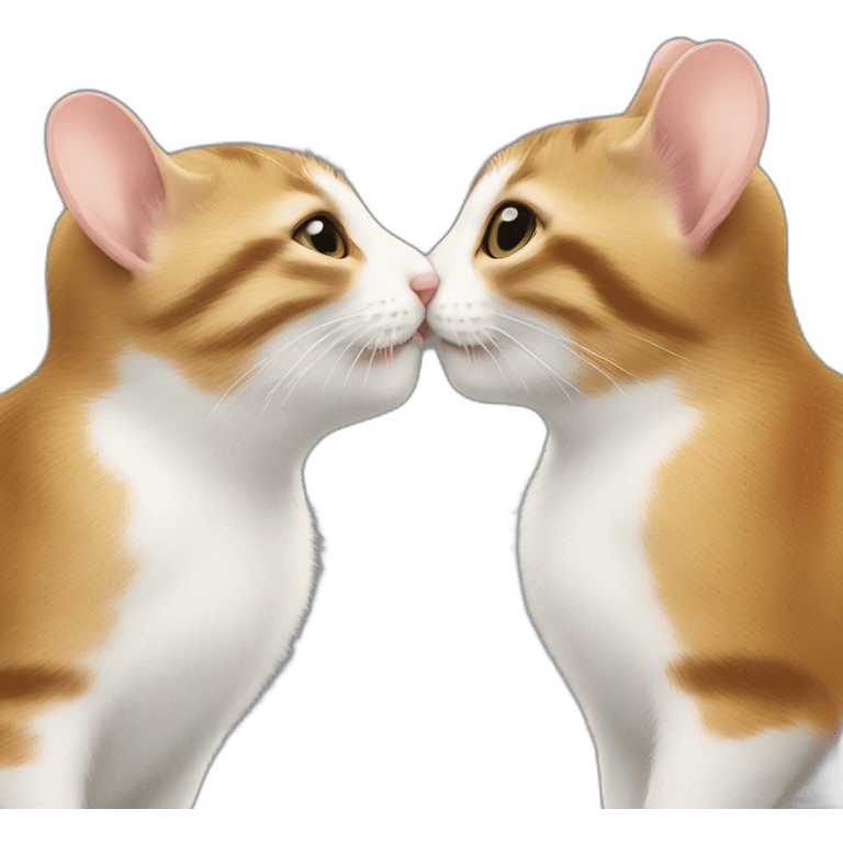 a mouse and a cat kissing emoji