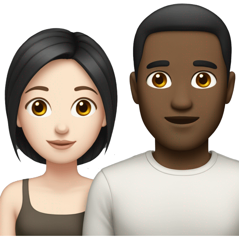 Couple with pale skin black hair emoji