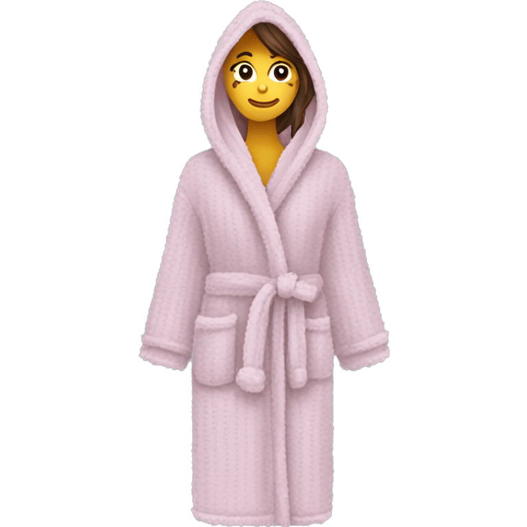 Fuzzy waffle knit long robe emoji