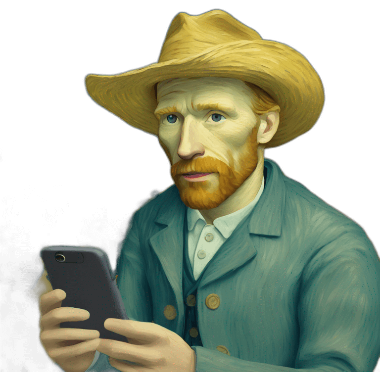 Van Gogh with an iphone emoji