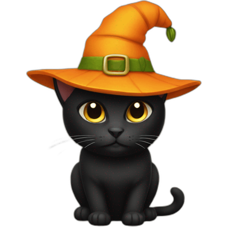 Black cat in pumpkin hat emoji