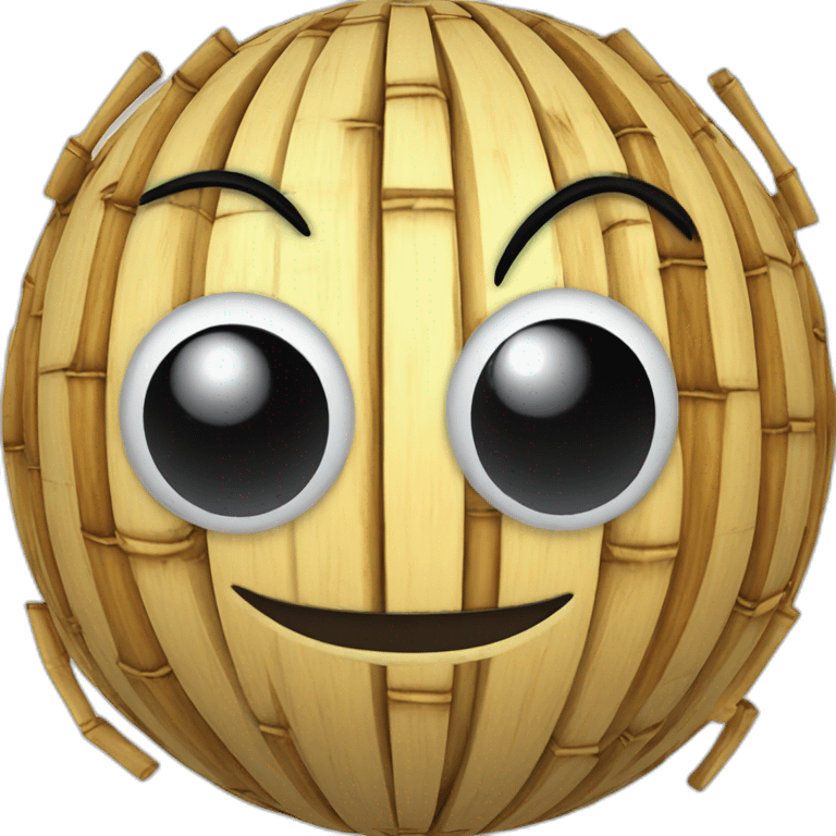 3d sphere with a cartoon awesome bamboo Mickey Mouse skin texture with marked eyes emoji