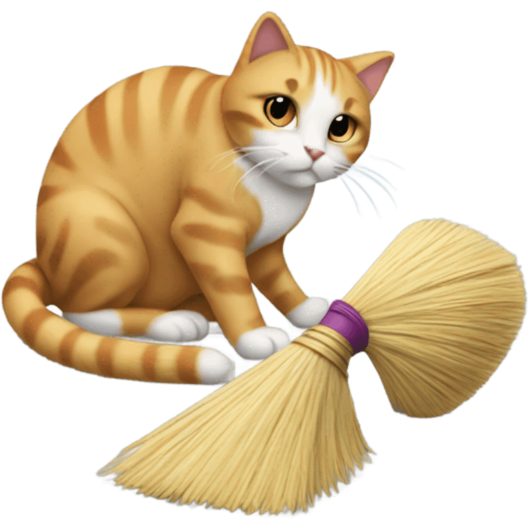 Cat sweeping with broom emoji