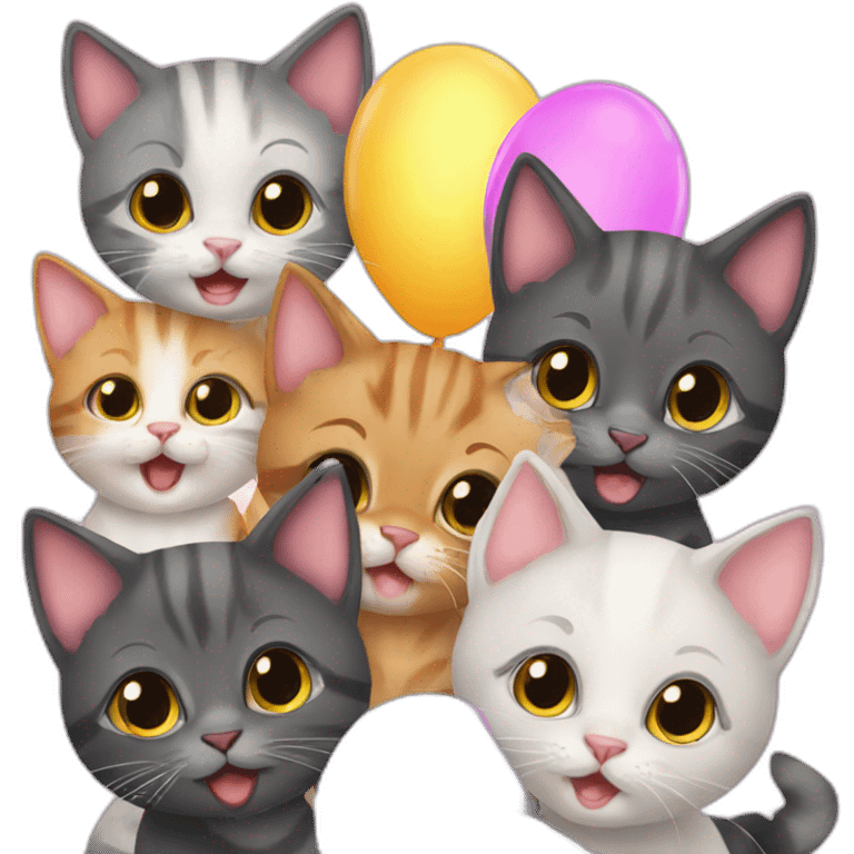 six kittens at a birthday party emoji