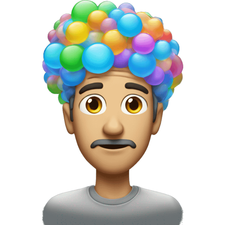 A men with bubble word flow on the top of his head emoji