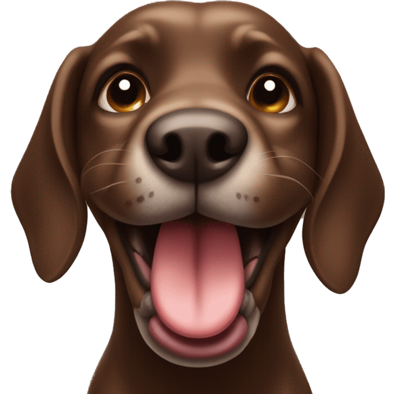 Dark brown dog with tounge out emoji