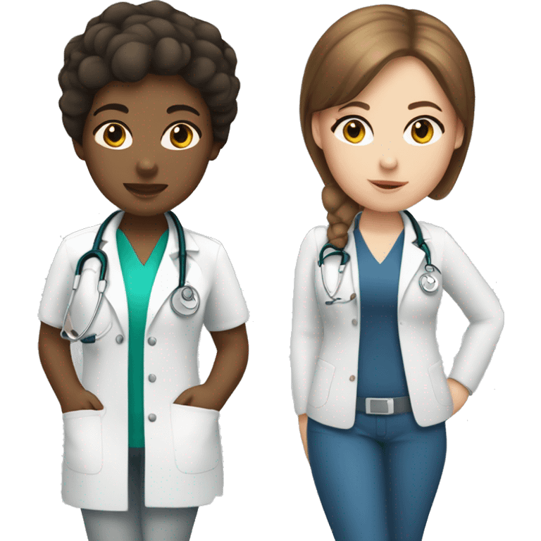 White girl with brunette short hair with stethoscope emoji