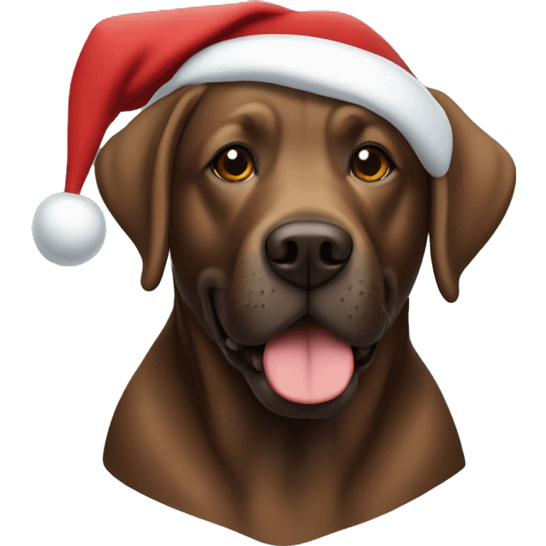 A brown lab with a Santa hat on emoji