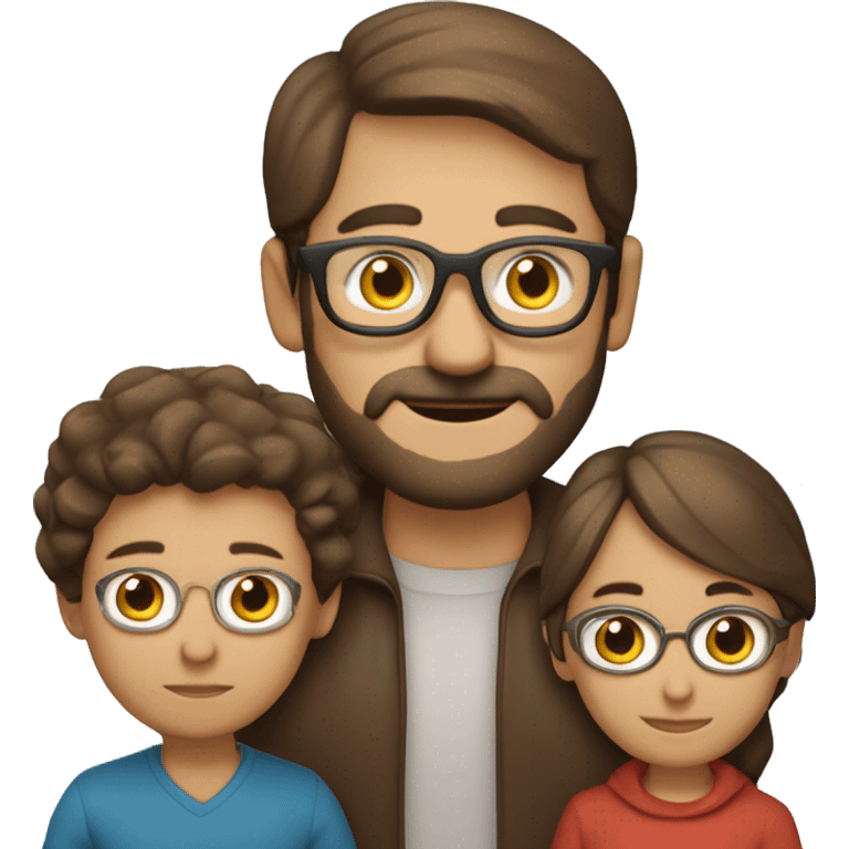 Familia de padre rubio con gafas, madre de pelo largo y liso y castaño, y  niño rubio  emoji