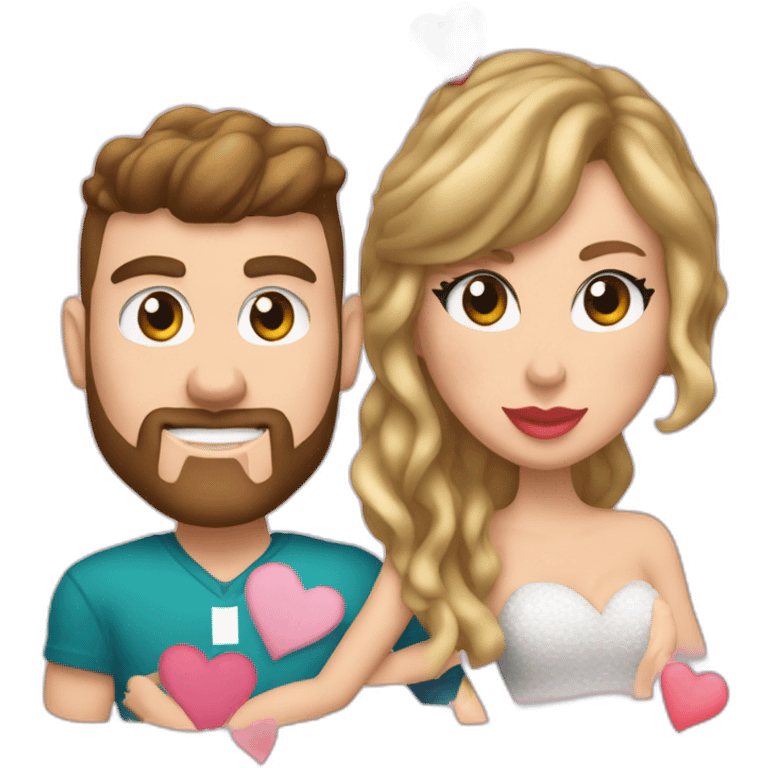 travis kelce and taylor swift with hearts emoji