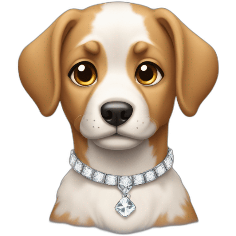 Perro con un collar de diamante emoji